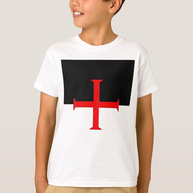Medieval Knight Templar Kor Flagga T Shirt (Framsida)
