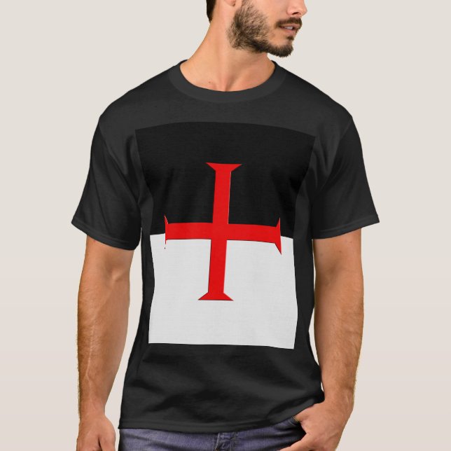 Medieval Knight Templar Kor Flagga T-shirt (Framsida)