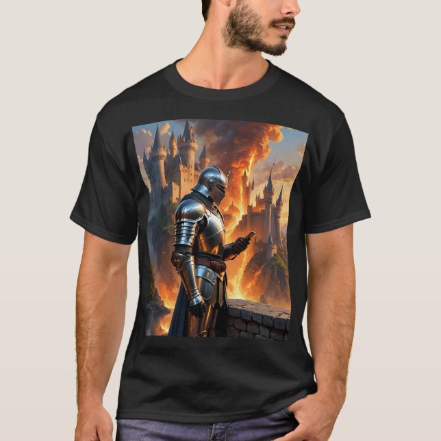 Medieval Knight Texting Meme Shirt T (Framsida)