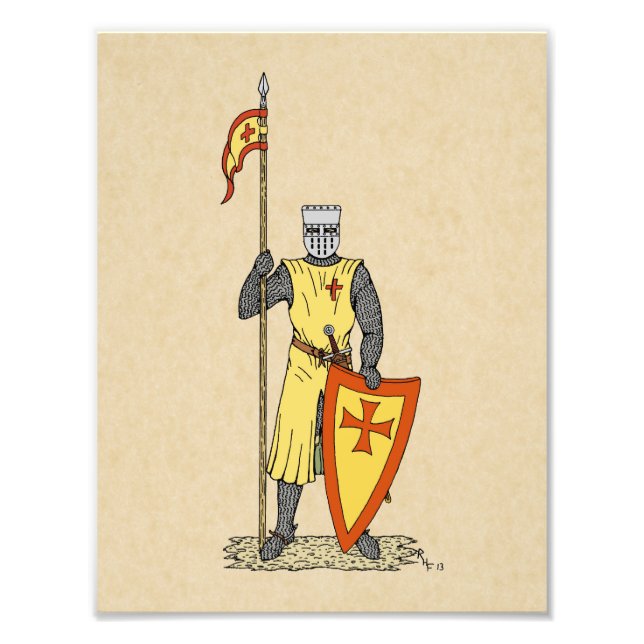 Medieval Knight Tidigt 1300-talet Fototryck (Framsidan)