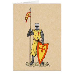 Medieval Knight Tidigt 1300-talet Hälsningskort
