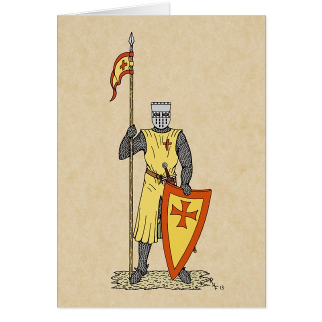 Medieval Knight Tidigt 1300-talet Hälsningskort (Framsidan)