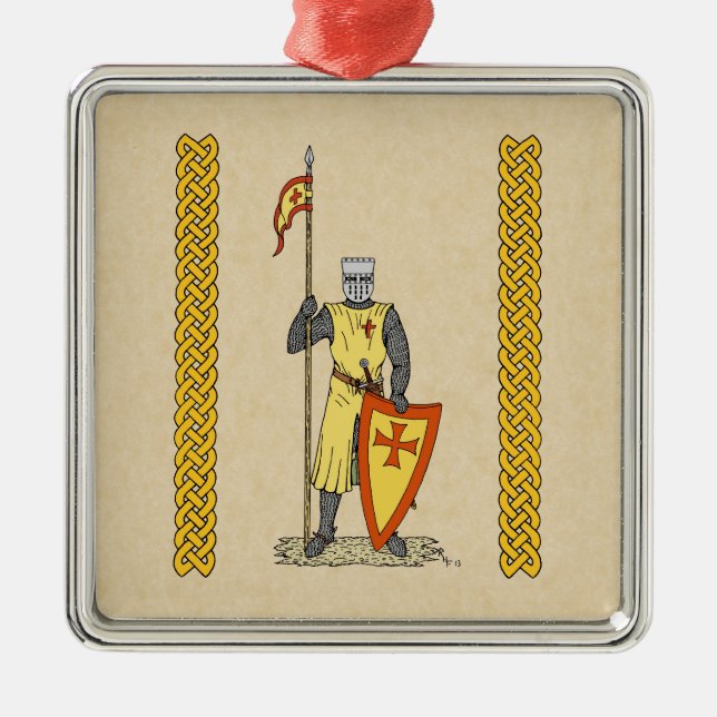 Medieval Knight Tidigt 1300-talet Julgransprydnad Metall (Framsidan)