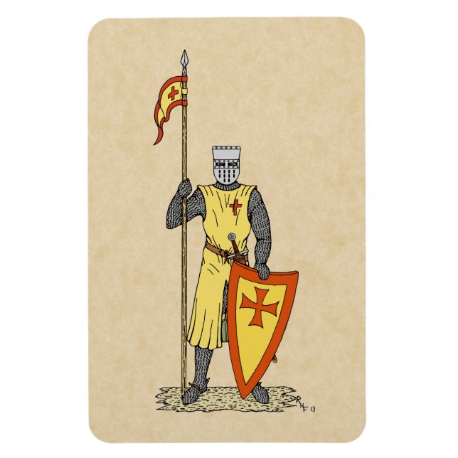 Medieval Knight Tidigt 1300-talet Magnet (Vertikal)