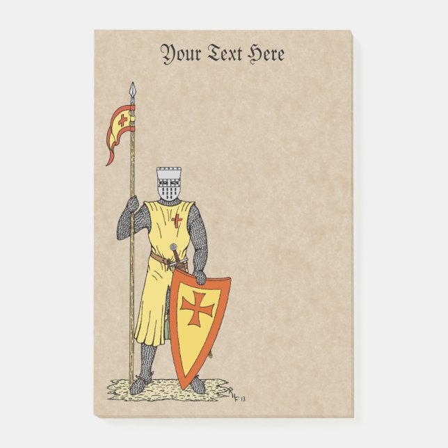 Medieval Knight Tidigt 1300-talet Post-it Block (Framsida)