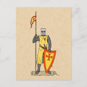 Medieval Knight Tidigt 1300-talet Vykort