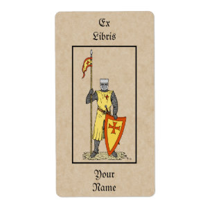 Medieval Knight Tidigt 1300-talets bokskylt Fraktsedel