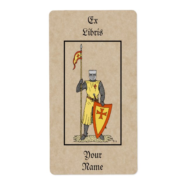 Medieval Knight Tidigt 1300-talets bokskylt Fraktsedel (Framsidan)