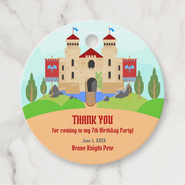 Medieval Knight Tournament Boy Födelsedagsfest Gåvor Etiketter (Framsida)