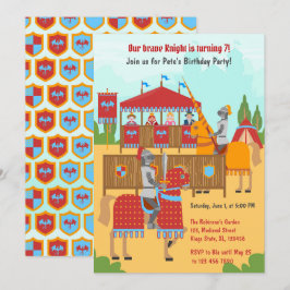 Medieval Knight Tournament Boy Födelsedagsfest Inbjudningar
