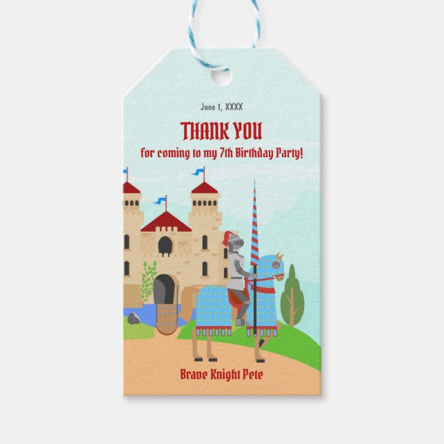 Medieval Knight Tournament Födelsedagsfest Presentetikett (Framsidan)