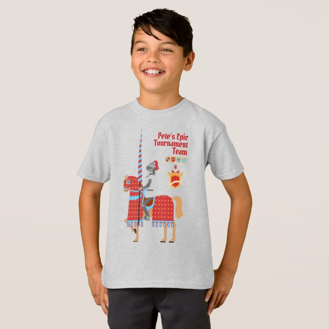 Medieval Knight Tournament Födelsedagsfest T Shirt (Hel framsida)