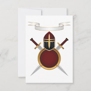 Medieval Knight Vapensköld Helmet Swords Shield Inbjudningar