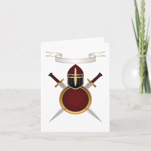 Medieval Knight Vapensköld Helmet Swords Shield Kort