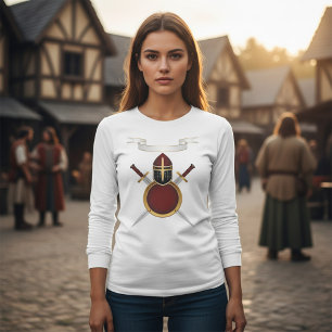 Medieval Knight Vapensköld Helmet Swords Shield T Shirt