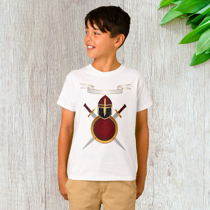 Medieval Knight Vapensköld Helmet Swords Shield T Shirt