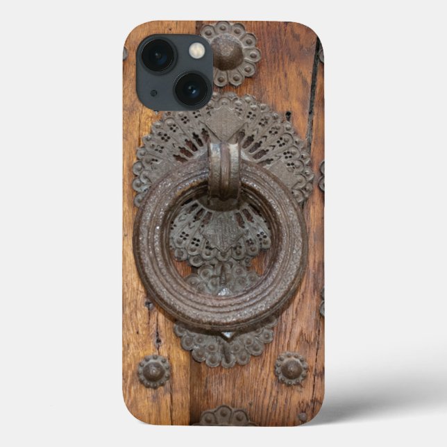 Medieval Knocker på gammal spansk trädörr (Baksida)