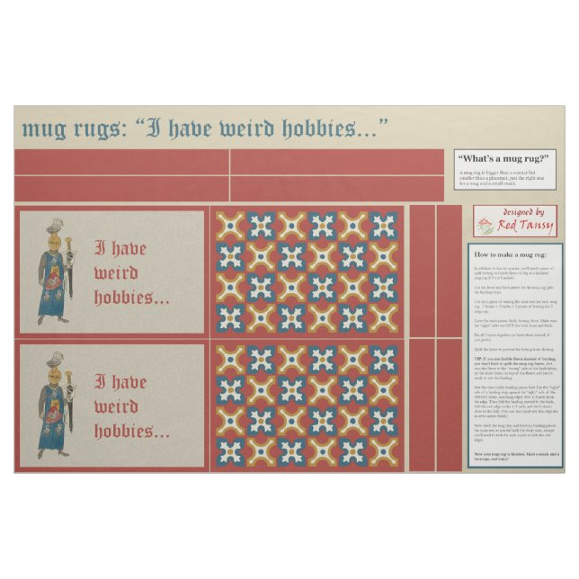 Medieval "Konstig Hobbiess" DIY Mugg Matta Tyg (Fat Quarter)