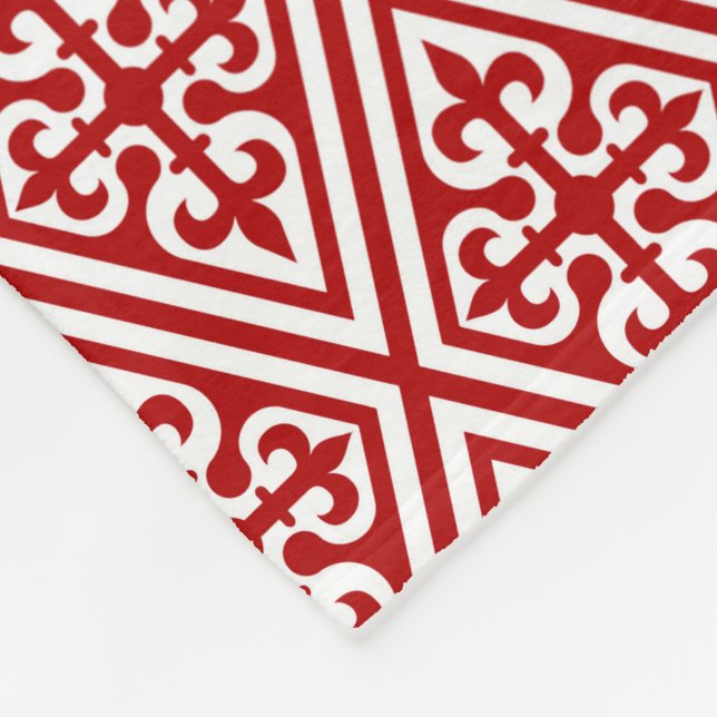Medieval Kor Damask - Deep Red and White Fleecefilt (Hörn)