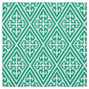 Medieval Kor Damask - Turquise och White Tyg