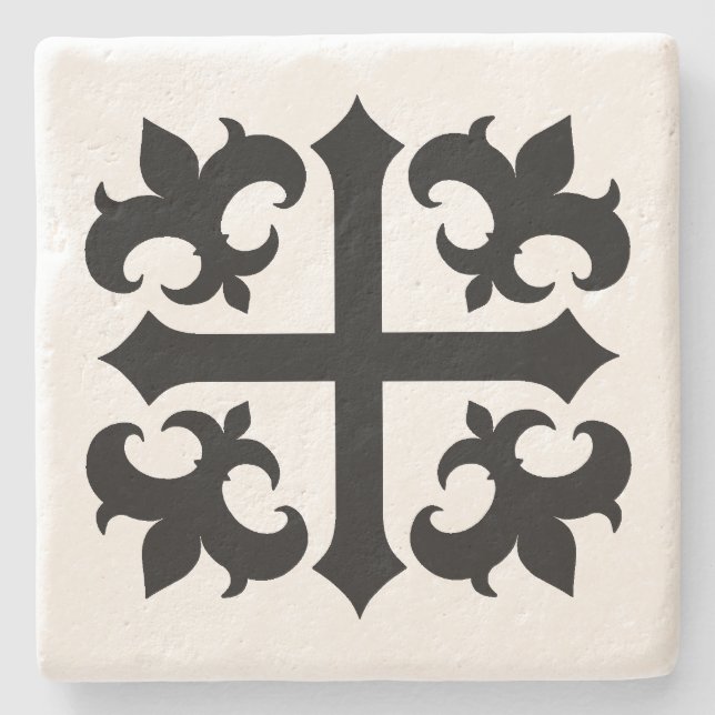 Medieval kor och fleur de lis-symboler underlägg sten (Framsidan)