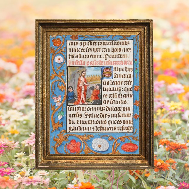 Medieval kristen katolsk resurrection Påsk Poster (Religious Medieval Christian Catholic Resurrection of Jesus Christ is risen Pacha Easter Poster)
