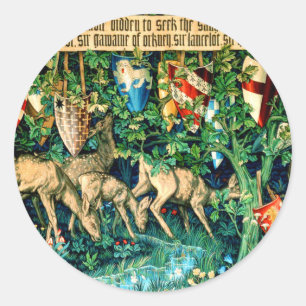 Medieval Kung Arthur William Morris Runt Klistermärke