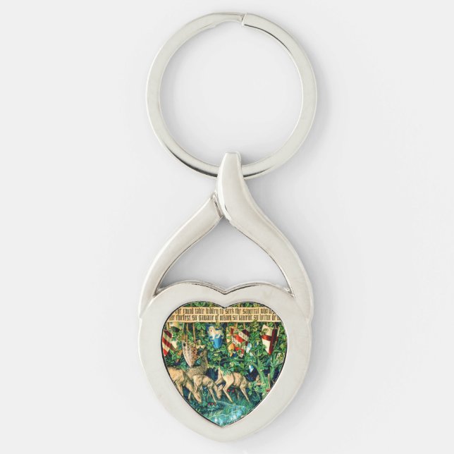 Medieval Kung Arthur William Morris Twisted Heart Silverfärgad Nyckelring (Framsidan)