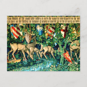 Medieval Kung Arthur William Morris Vykort