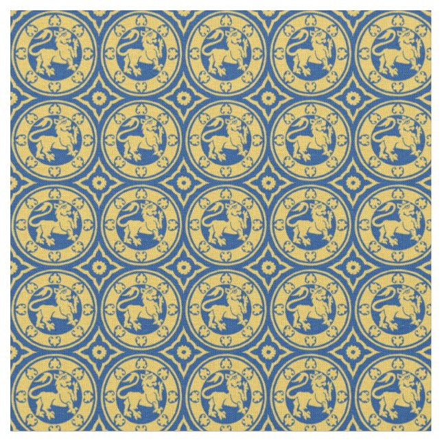 Medieval Lejon, Gult om blått Tyg (Närbild)