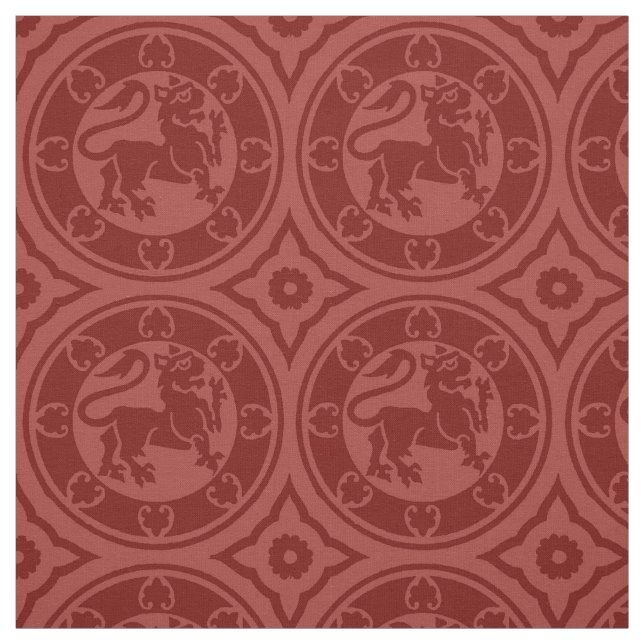 Medieval Lejon, Mörk Red Tyg (Provkarta)