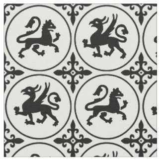 Medieval Lejon och Griffins Fabric Tyg