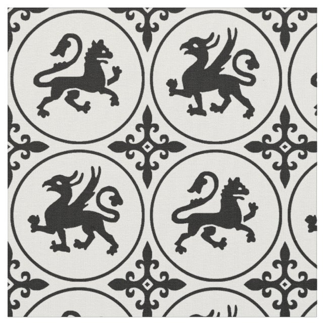 Medieval Lejon och Griffins Fabric Tyg (Närbild)