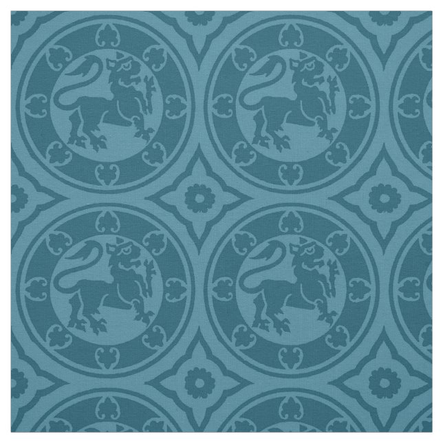 Medieval Lejon, Peacock Blue Tyg (Provkarta)
