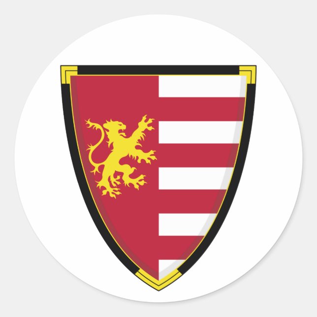 Medieval Lejon Shield Sticker Runt Klistermärke (Framsida)