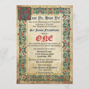Medieval Manuscript Birthday Inbjudningar
