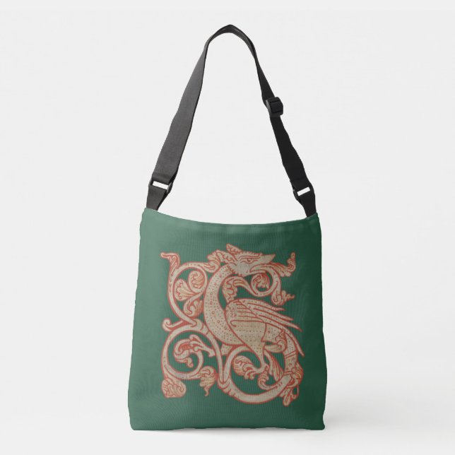 Medieval Manuscript Dragon Tote Axelväska (Framsida)