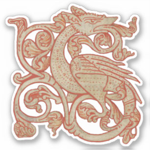 Medieval Manuscript Dragon Vinyl Sticker Klistermärken