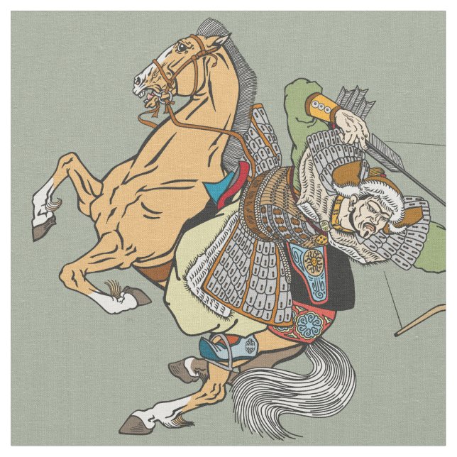 Medieval Mongol-krigare Fabric Tyg (Närbild)