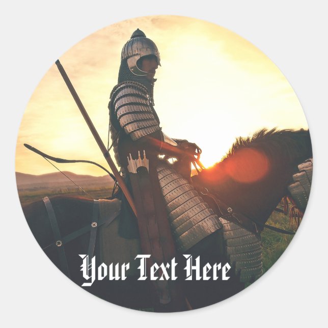 Medieval-monterad Knight-spelfantasi Runt Klistermärke (Framsida)