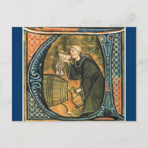 Medieval Munk Tasting Vin vycard Vykort