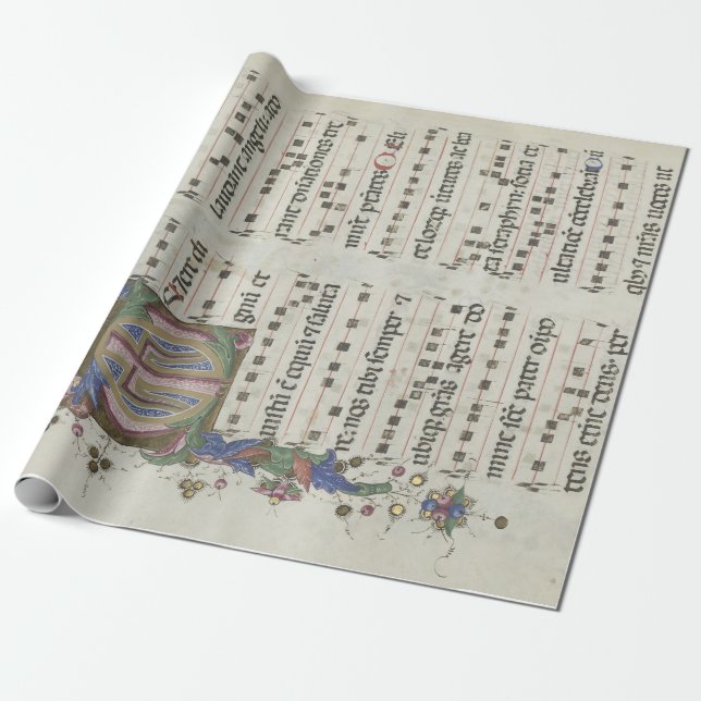 Medieval Music Illuminated Manuscript Presentpapper (Utrullad)