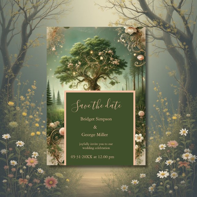 Medieval mystisk fantasi som graverar Spara datum Inbjudningar (Skapare uppladdad)