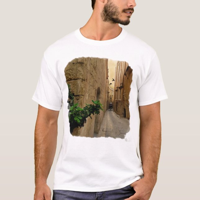 Medieval Narrow Street Tall Byggnad och Coach T Shirt (Framsida)