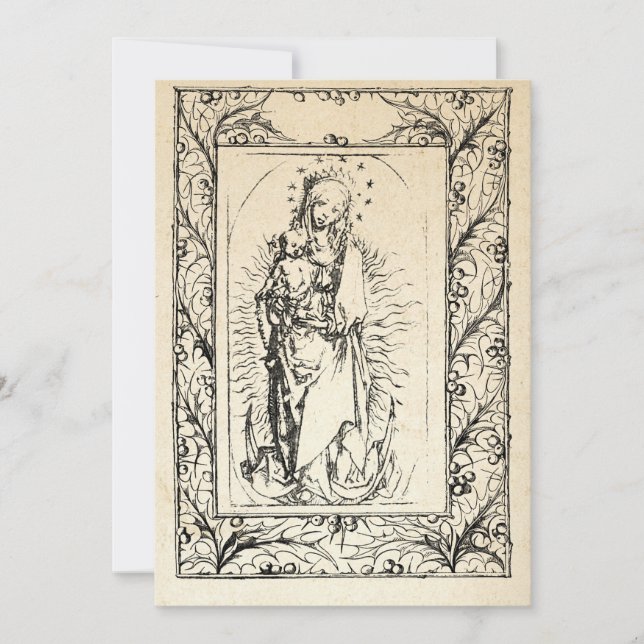 Medieval Nativitet Mary och Jesus Heliga Gräns Hol Julkort (Framsida)