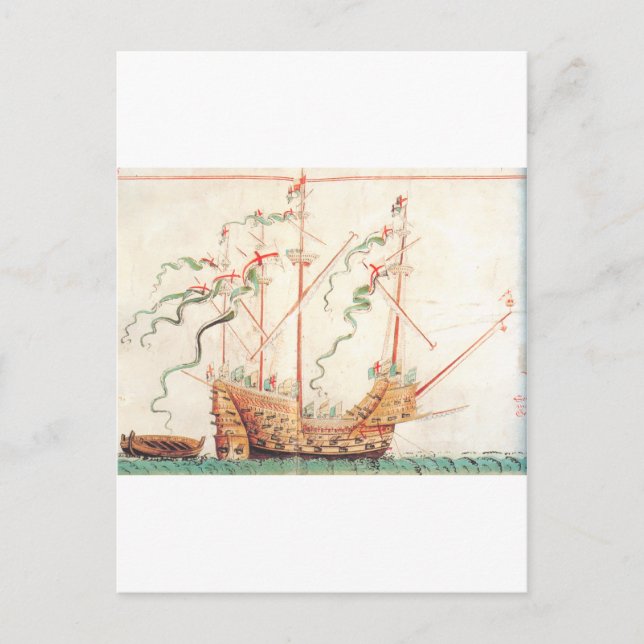 Medieval Naval Frakt Vykort (Framsida)