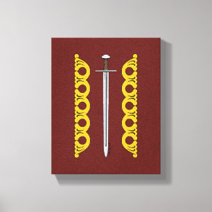Medieval Norman Sword och Decorative Bands Canvastryck