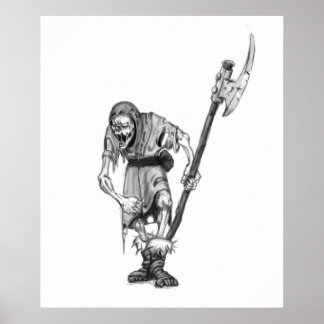 Medieval Odöda Fantasy Monster Teckning Poster