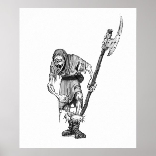 Medieval Odöda Fantasy Monster Teckning Poster (Framsidan)