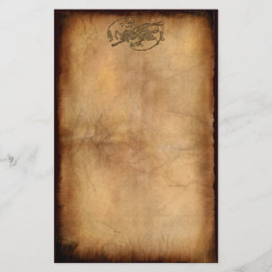 Medieval Old World Dragon on Parchment effect Brevpapper